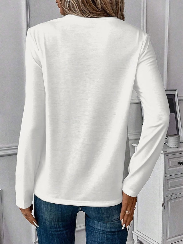 Women's 100% Cotton T Shirt Casual Letter Regular Tops Long