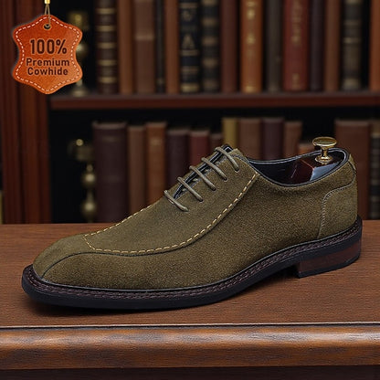 Cowhide Suede Derby Genuine Men's Shoes Leather - Classic