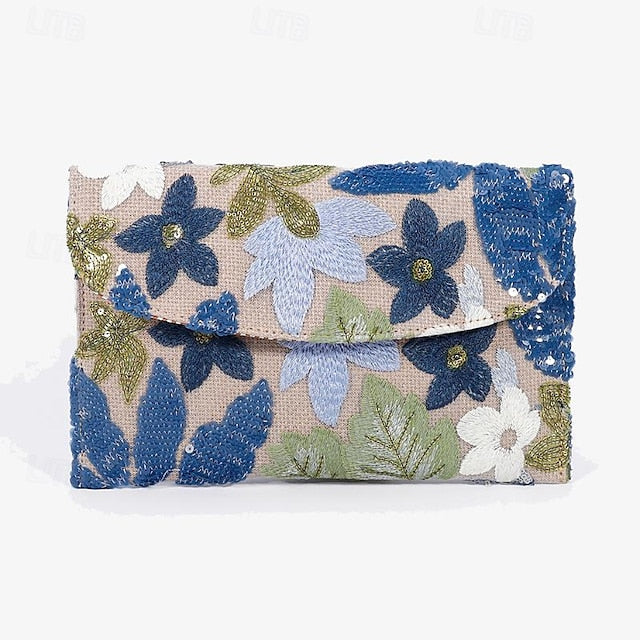 - Women's Floral Clutch Handheld Embroidered Evening Bag