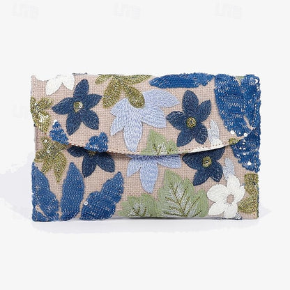 - Women's Floral Clutch Handheld Embroidered Evening Bag