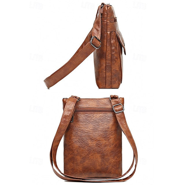 Leather Vintage Multi-Pocket Crossbody Women's Faux - Bag