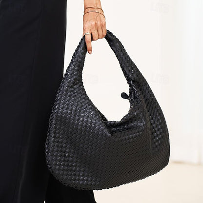 Chic Burgundy Hobo Woven Leather – Bag Women's Faux