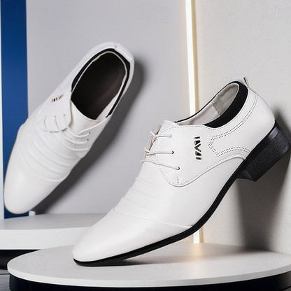 White Lace-Up Men's for Formal Elegant Shoes