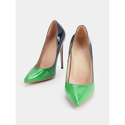 Toe Patent Leather Black Women's Pointed Green Pumps