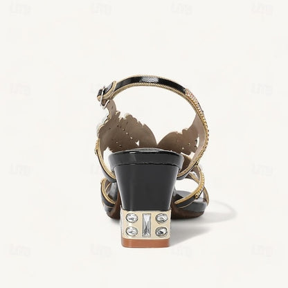 Round Rhinestone Women's Sandals Party Toe Shoes Wedding