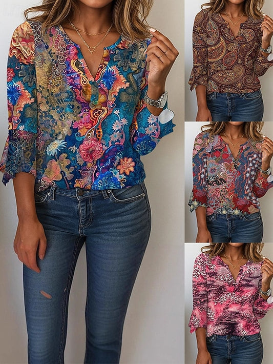Women's Blouse Print Floral Graphic Vintage Stylish Casual