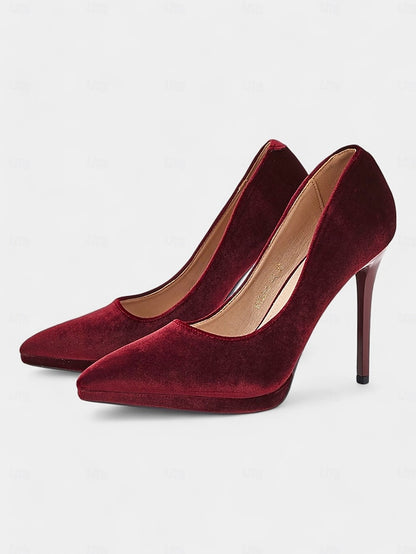 Pumps with Women's Burgundy and Stiletto Heel Velvet