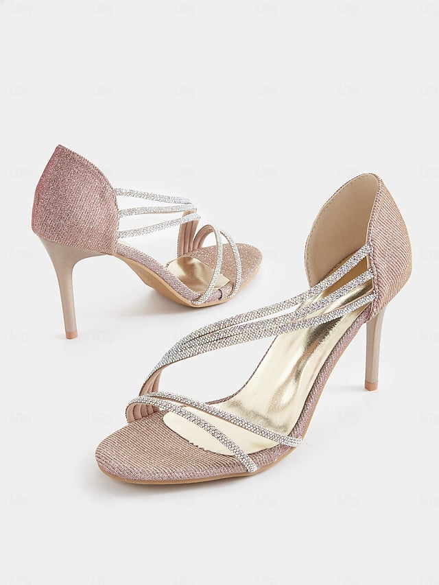 Strappy High – Heel for Women Rhinestone Crystal Sandals