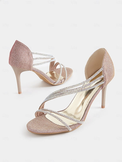 Strappy High – Heel for Women Rhinestone Crystal Sandals