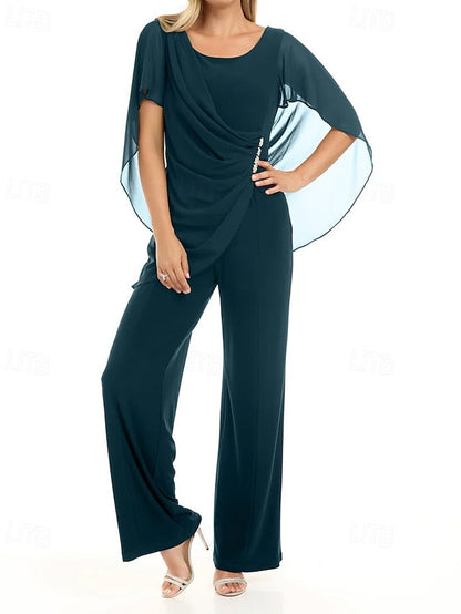 Dress Mother / Bride Jumpsuit of the Elegant Pantsuit Cape