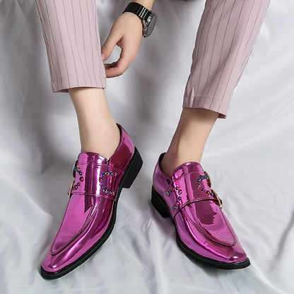 Metallic Loafers – Men's Fashion Shoes Pink Buckle