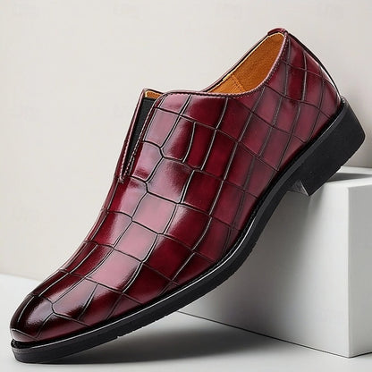 Burgundy Men's Shoes Slip-On Crocodile – Pattern