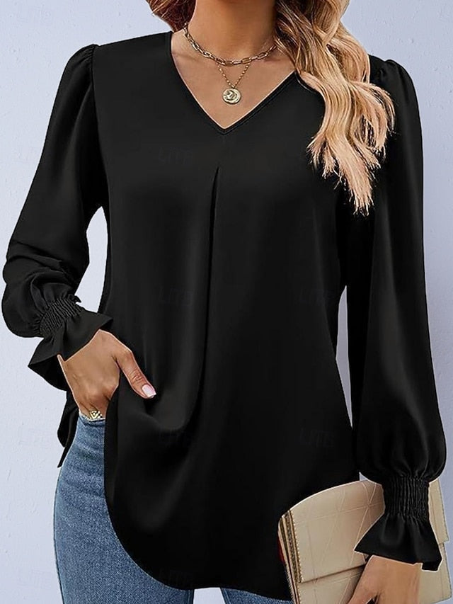Women's Shirt Satin Shirt Blouse Plain Stylish Basic