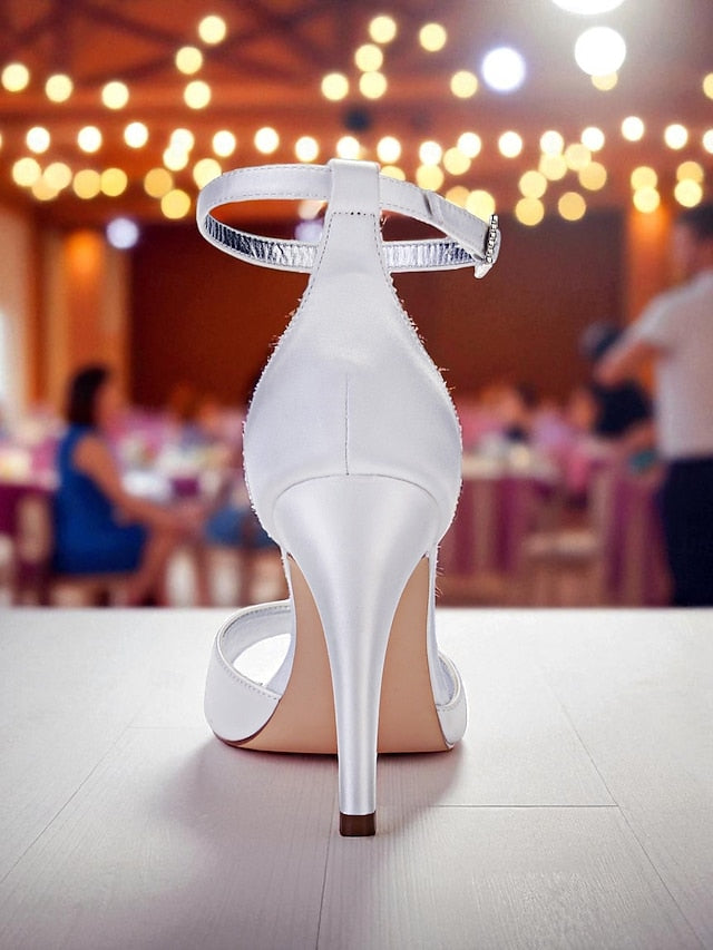 with Sandals Heel High Women's Rhinestone Purple Satin