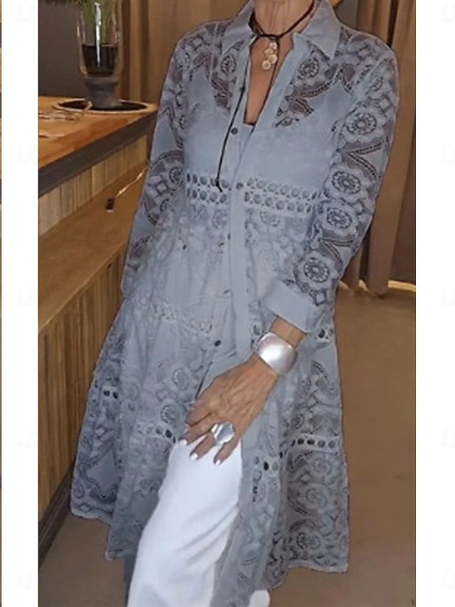 Women's Blouse Dressy Tops Lace Tops Ruched Lace Patchwork