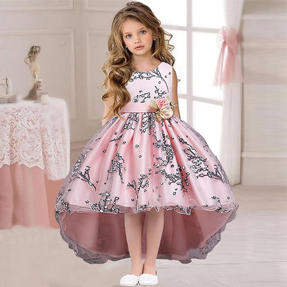 Floral Wedding Colored Sleeveless Solid Kids Dress Girls'