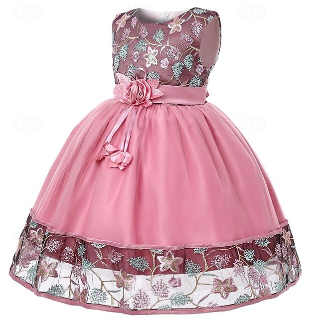 Flower 3D Girl Party Sleeveless Girls' Dress