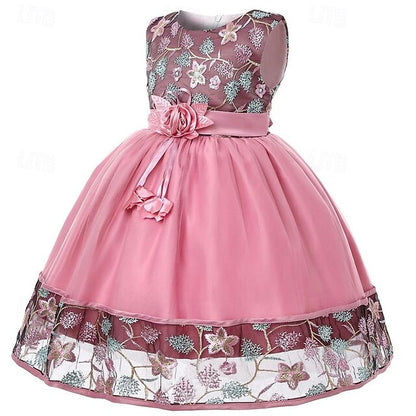 Flower 3D Girl Party Sleeveless Girls' Dress