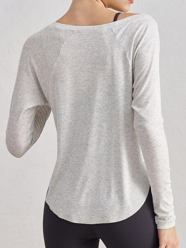Women's Raglan T Shirt Sports T-Shirt Knit Tee Textured