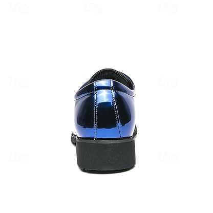 Leather Patent for – Formal Lace-Up Men Glossy Shoes Green