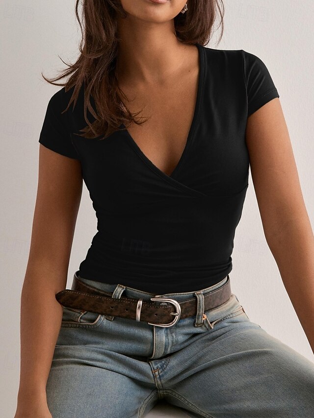 Women's T Shirt Tee Top Plain Fashion Classic Casual Short