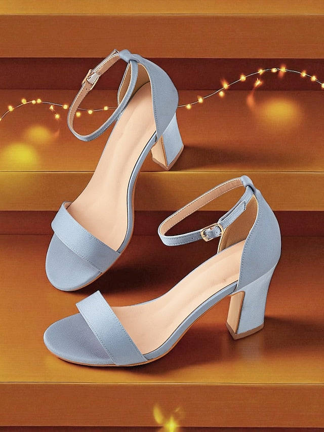 Light Toe Sandals Blue High Women's - Strap Heel Open Ankle