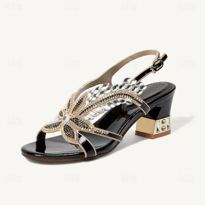 Round Rhinestone Women's Sandals Party Toe Shoes Wedding