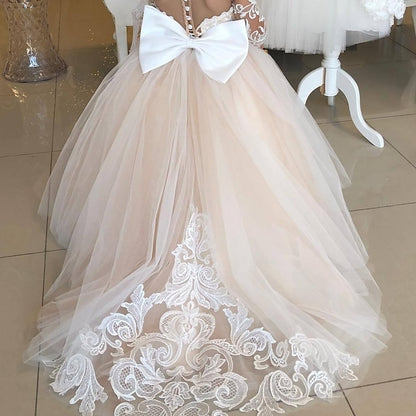 Kids Long Solid Dress Party Color Girl Flower Girls'