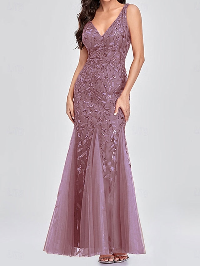 Bride Dress Neck the Floor Elegant Party V of Mother