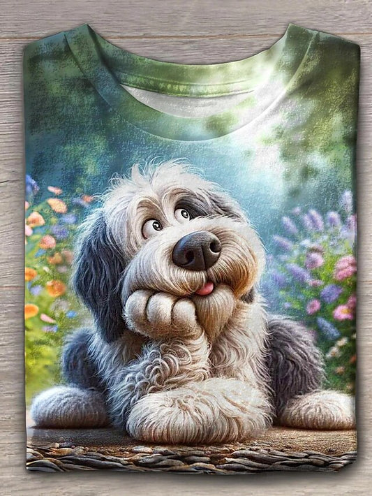 Women's T Shirt Print Dog Casual Short Sleeve Round Neck