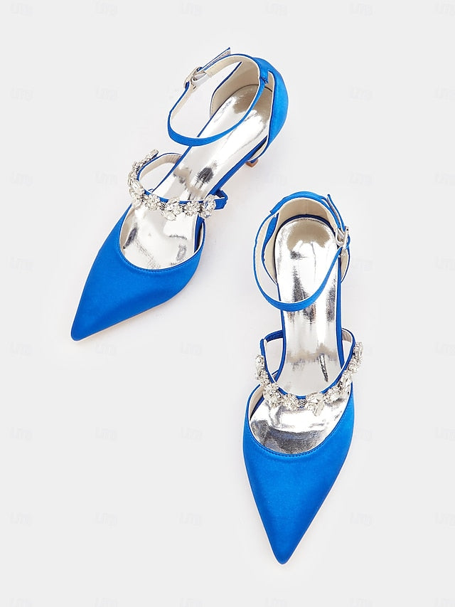 Black Satin with Embellishments Women's - Heels Rhinestone