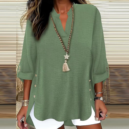 Women's Popover Shirt Casual Shirt Blouse Solid Color