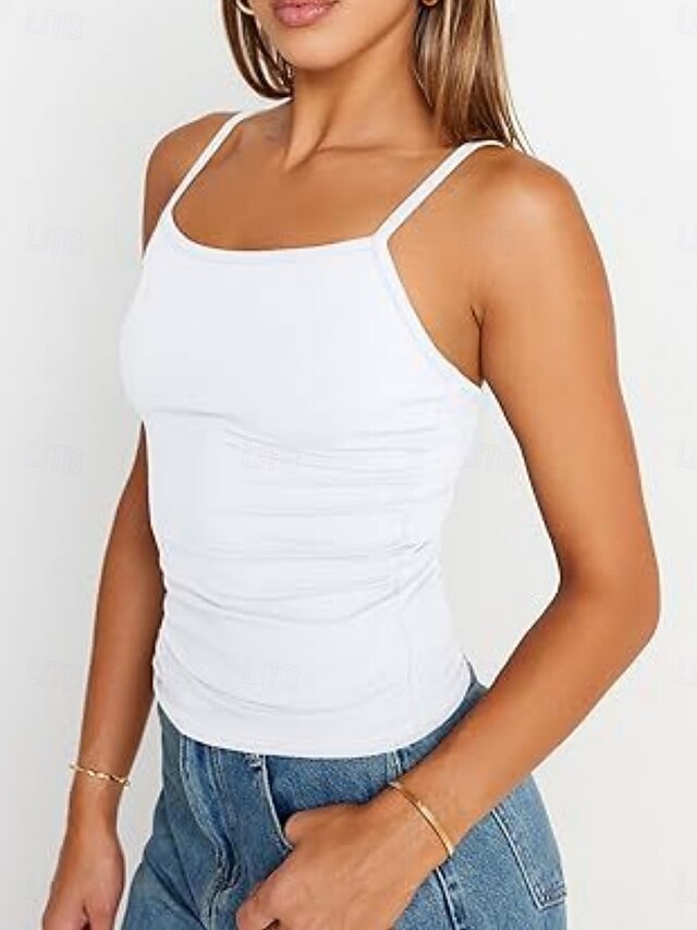Women's Tank Top Sleeveless Shirt Tee Top Solid Color
