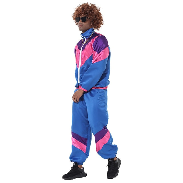 Retro Vintage 1980s Workout Outfits Cosplay Patchwork Fancy
