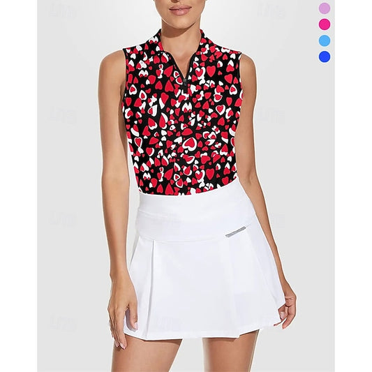 Women's Heart Tennis Shirt Sleeveless Print UPF50+ Quick