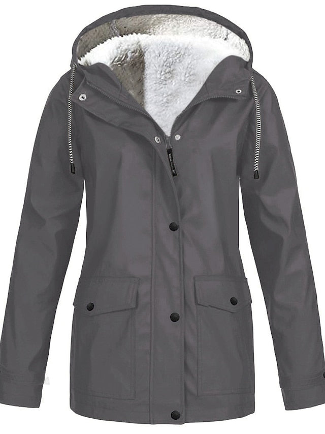 Women's Rain Jacket Raincoat Hiking Fleece Jacket Winter