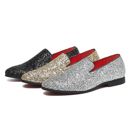 Slip-On Design with Silver and Loafers Glitter Men's