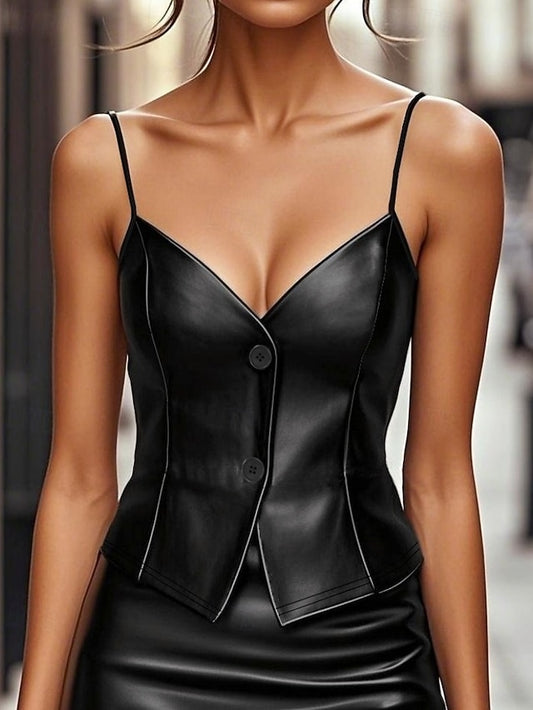 Women's Tank Top Camisole Tank Top Buttons Solid Color