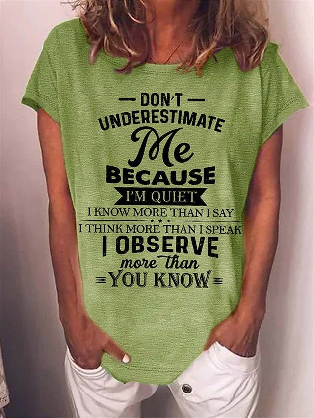 Women's T Shirt Print Letter Text Funny Slang Basic Short