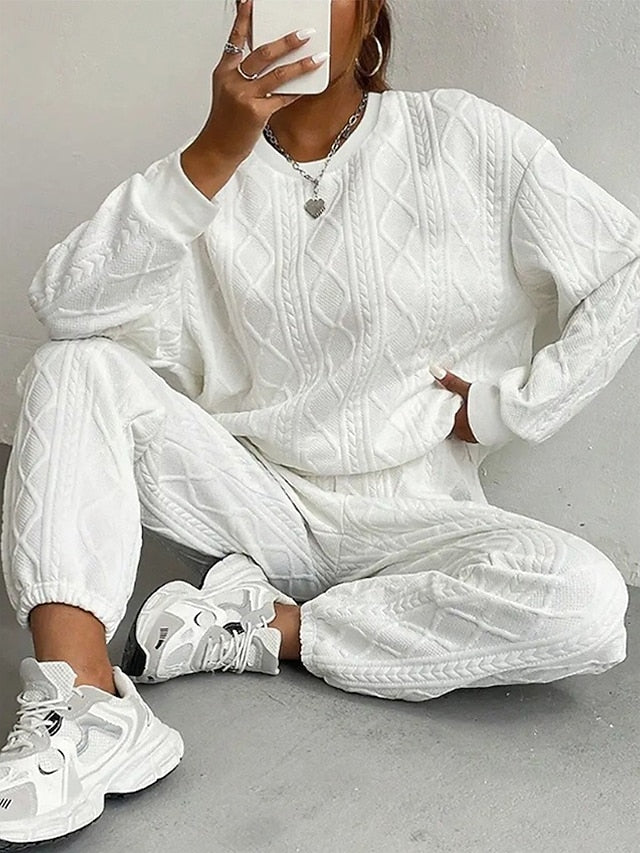 Women's Sweatshirt Trousers Chinos Long Sleeve Round Neck