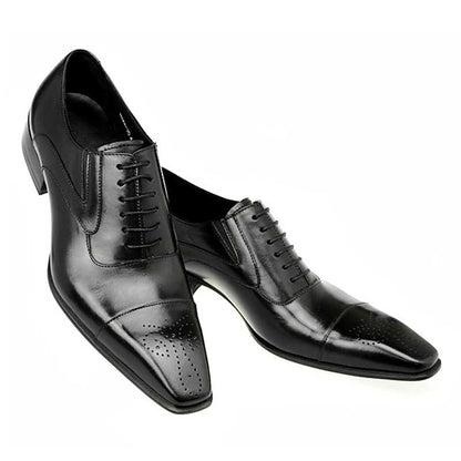 Black Oxford Leather Classic Cap Faux Men's Shoes