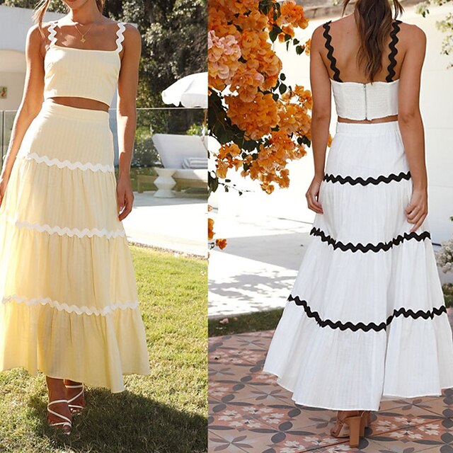 Women's Midi Dress White Dress Graduation Dress Two Piece