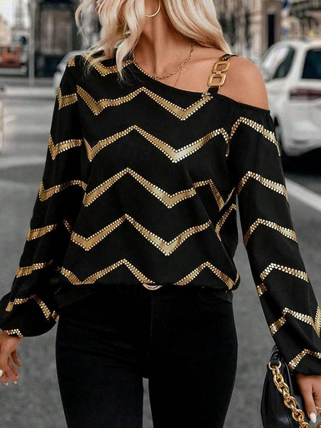 Women's Blouse Stylish Modern Lantern Sleeve Long Sleeve