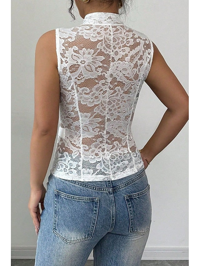 Women's Blouse Lace Tops Lace Plain Elegant Modern
