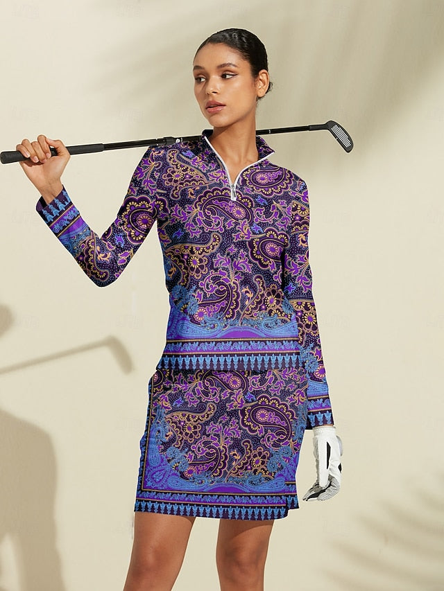 Women's Golf Polo Shirt Dark Navy Long Sleeve Top Ladies