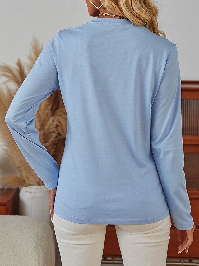Women's 100% Cotton T Shirt Casual Cat Letter Regular Tops