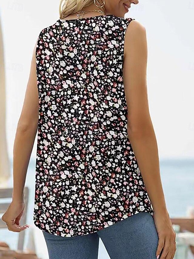 Women's T Shirt Tee Top Ruched Patchwork Print Floral
