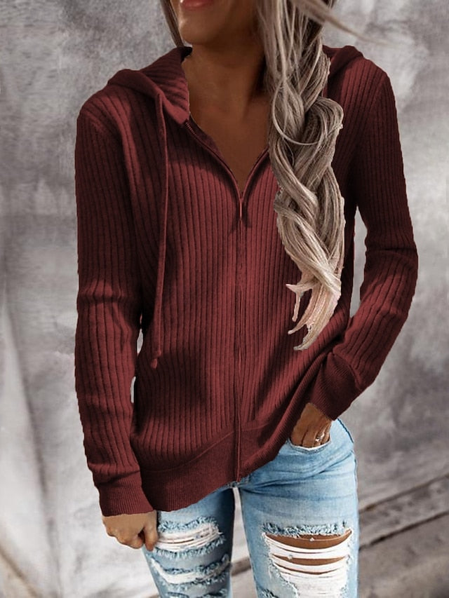 Women's Sweater Cardigan Elegant Fashion Streetwear Solid