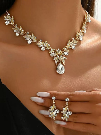 Women's with Pendant Set Rhinestone Gold Teardrop Jewelry -