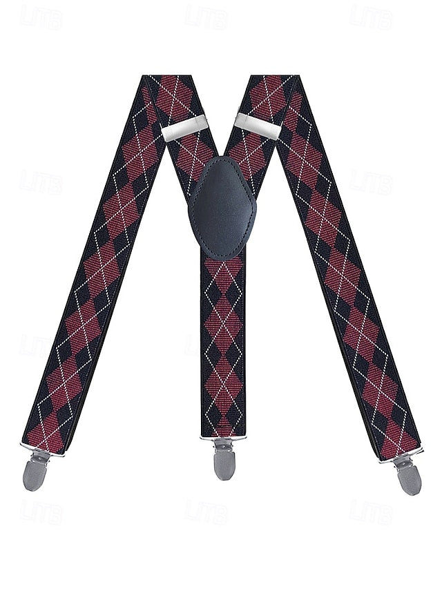 Clip-On Men's Classic Suspenders Pattern Argyle –